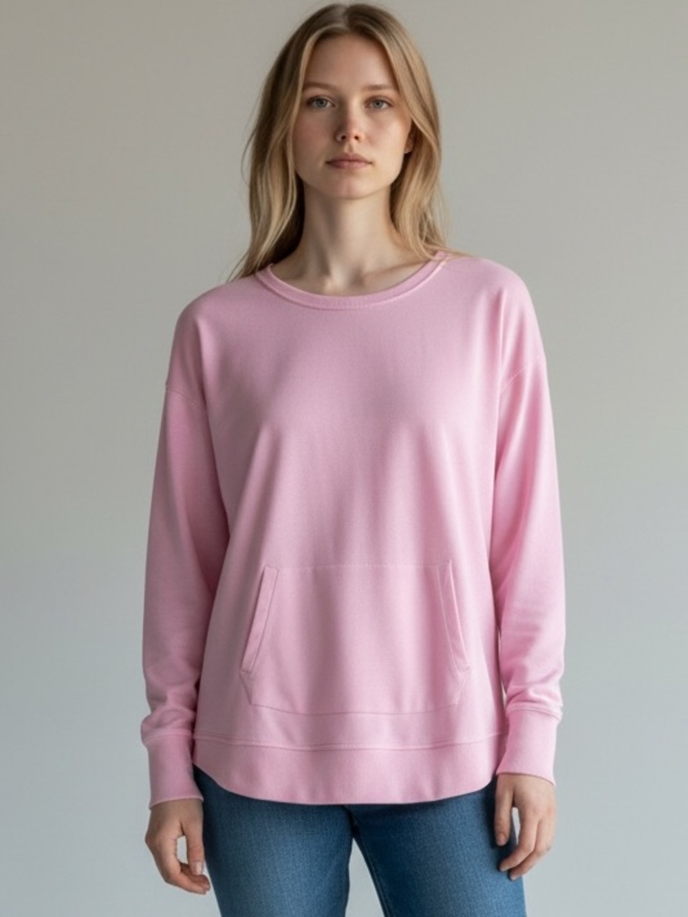 All In Motion Girls 14/16 Pink Modal Sweatshirt Longsleeve Thumb Holes Pockets